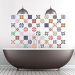 Ambiance Sticker Adhésifs Carrelages Autocollant Vintage Multicouleur Carreaux de Ciment Carrelage Sticker Mural Salle de Bain et Cuisine | 60 Pièces de 20 x 20 cm