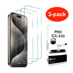 3-pack Härdat glas iPhone 16/16 Pro/16 Pro Max - Skärmskydd Transparent iPhone 16