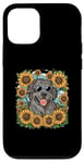 Coque pour iPhone 12/12 Pro Chien de Terre-Neuve aux tournesols