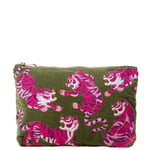 Elizabeth Scarlett Wild Tiger Fern Green Velvet Everyday Pouch