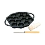 14 Holes Iron Takoyaki Pan With Pick And Oil Brush F/S w/Tracking# Japan New FS