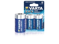 Varta Energy D, Engångsbatteri, D, Alkalisk, 1,5 V, 2 Styck, Blå, Gul