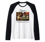 Dogs Playing Poker Pugs Pug Dog Raglan Baseball Tee