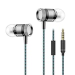 Ecouteurs Metal pour Samsung Galaxy Fold avec Micro Kit Main Libre Intra-AURICULAIRE Casque Universel Jack (Gris)