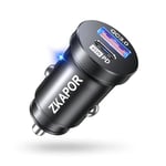 ZKAPOR 90W Allume Cigare USB C 12V Charge Rapide Chargeur Voiture PD 45W & QC3.0 Adaptateur Prise Allume Cigare Voiture USB C Mini avec Phone 15 Pro Max/14/13, Galaxy S24/S23, Google Pixel, Android