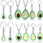 Gifts Jewelry Set Valentines Green Avocado Necklace Earring Keychain Long chain