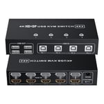 Hdmi+Displayport Kvm Switch Box 4 Ports,Hdmi 2.0 Dp 1.2 Usb 2.0 Kvm Switch 4K 60Hz,Clavier Souris Périphérique Switcher Hdmi+Dp 4 En 2 Out Pour 4 Pcs 2 Moniteurs