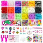 Uolifrem 2500+ Elastiques Bracelet Kit pour Enfants, 22 Couleurs Elastic Tissés, Élastiques de Bricolage pour la Fabrication de Bracelets, Loom Bands avec Accessoires, Cadeau pour Filles et Garçons