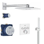 GROHE Grohtherm Cube SmartControl Thermostatic Shower Wall Mounted Installation Set, Moon White