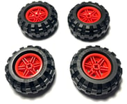 LEGO Technic Wheels x4 Red 30.4mm D. x 20mm 56145 & Tyre  56 x 26 55976