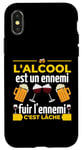 Coque pour iPhone X/XS L'alcool Est Un Ennemi Fuir L'ennemi C'est Lâche Drôle Bière