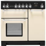 Rangemaster Kitchener KCH90ECCR/C 90cm Electric Range Cooker with Ceramic Hob - Cream / Chrome - A/A Rated