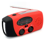 Récepteur radio à manivelle multifonctionnel pour la maison,radio météo,lampe de poche LED d'urgence solaire,banque d'alimentation,FM,AM,WB,NOAA,2000mAh - Type Rouge