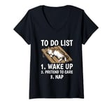 Womens To Do List Pet Cat Wake Up Kitten Kitty Productivity V-Neck T-Shirt