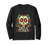 Halloween Skeleton Tshirt Costume Trick Treat Tacos Tequila Long Sleeve T-Shirt