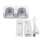 Blanc Sofa  Dock Station de Double Chargeur et 2 2800mah Paquet de Batterie Rechargeable pour Nintendo Wii Telecommande