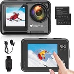 icefox Action Cam 5K 30FPS 20MP avec écran Tactile, EIS Angle de Vue réglable 4X Zoom, 30M caméra sous-Marine étanche à Distance caméra de Sport avec Microphone Externe et kit d'accessoires