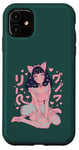 Coque pour iPhone 11 Anime Cat Girl Manga Hearts Kawaii Cute Holiday Valentines