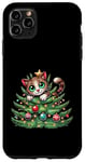 Coque pour iPhone 11 Pro Max Arbre de Noël mignon Père Noël chat dessin animé