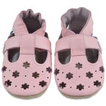 Sandales Fille - Chaussure Bebe Fille - Chausson Bebe Cuir Souple - Chaussures Enfants Filles - Sandale Petites Fleurs Roses 12-18 Mois