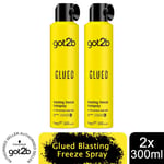 2pk Schwarzkopf got2b Glued Blasting Freeze Hair Spray For Screaming Hold, 300ml