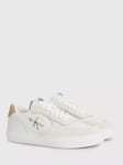 Calvin Klein Cupsole Logo Suede Trainers, White/Ancient White