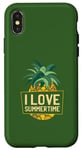 Coque pour iPhone X/XS J'aime l'été - Ananas graphique vacances d'été