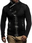 Veste cardigan pull-over matelassé Leif Nelson LN5165, homme, style motard, avec rivets - - M