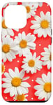 Coque pour iPhone 14 Plus Red Daisy Flowers Polka Dot Floral Red White Daisy Polkadots