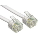 6M Câble Plat Pour Téléphone et Internet Haut Débit, 6 M Fil Pour Modem Vers Prise RJ11 ou Microfiltre, Filtre ADSL 2+/Fibre Optique 6/4 Pour Connexion Internet Rapide (Blanc, 6 Mètres)