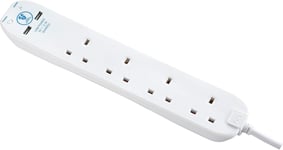 Masterplug Srgu44n Four Socket Surge Protected Extension Lead with 2 USB Ports