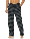 Amazon Essentials Pantalon de Pyjama en Flanelle (Grandes Tailles Disponibles) Homme, Gris Noir Carreaux Lainés, XS