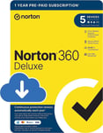 Norton 360 Deluxe Antivirus VPN 2024 5 Devices 1 Year EMAIL Delivery