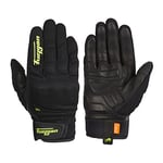 Furygan Jet D3O - Gants de Moto Homme - Paume 100% Cuir - Tactile - Confort - Gants d'été - Respirant & Léger - Protection Métacarpes D3O,Noir-vert fluo,L