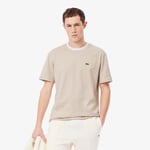 Lacoste T-shirt coton épais rayé Taille L Beige/blanc