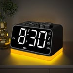 Radio Reveil Digital avec Double Alarme,Réveil Numérique Chiffre Coloré avec Radio FM et 2 Ports de Chargement USB,Réveil Matin avec 8 Lumières,Snooze,Aide au Sommeil,Minuterie (Noir)