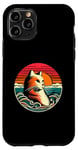 Coque pour iPhone 11 Pro Chat amusant amoureux chat rétro style vintage noir coucher de soleil
