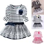 Girls Princess Dress Baby Stripe Elsa Blue 100 Cm