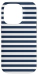 iPhone 14 Pro White and Dark Blue Stripes Geometric Horizontal Lines Patte Case