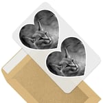 2 x Heart Stickers 10 cm - BW - Caracal African Lynx Cat #38979