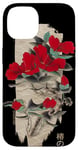 iPhone 14 Japanese Tsubaki flower in retro grunge flower aesthetic Case