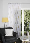 HOMEbasics 41462 Paolo Rideau à Galon fronceur Transparent imprimé | (Jaune, 245 x 140 cm)