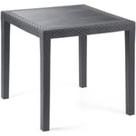 Table d'extérieur carrée DMORA Agrigento effet rotin anthracite 80x80h72 cm