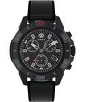 Timex Men's Expedition North Chronograph 42 mm Watch - Black Leather - Vegan Two-Piece Quick Release Strap Black Dial Black Case TW2W16000