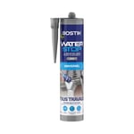 Bostik Membrane d'Étanchéité Waterstop – Jointe, Colle, Rebouche – Réparation de Fuites, Infiltrations, Fissures – Tous Matériaux – Directe Sans Primaire – MS Polymère – Gris, Cartouche 290ml