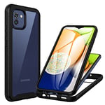 CENHUFO Coque Samsung A03, Antichoc Housse avec Protection d'écran, 360° Protégé Téléphone Etui Double Face Bumper Transparent Case Robuste Portable Intégrale Coque pour Samsung Galaxy A03 - Noir