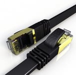 Cable Ethernet Plat Cat 8 Rj45, Cable Internet avec Connecteurs Plaqués Or - câble ethernet de Haut Débit de 40 Gigabit/S - 2000 MHz - 0,5m Noir.[G490]