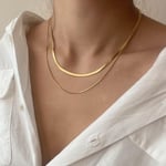 14K guld/silverpläterad ormkedja Halsband Fiskbenshalsband Guldchokerhalsband för kvinnor Flickor Presentsmycken 1,5/3/5MM(W) - Perfet