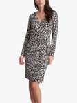 Gina Bacconi Florentina Wrap Floral Dress, Black/Beige