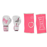 Metal Boxe MB200 Gants Femme, Blanc, Taille 8 oz & MB147 sous Gants Rose